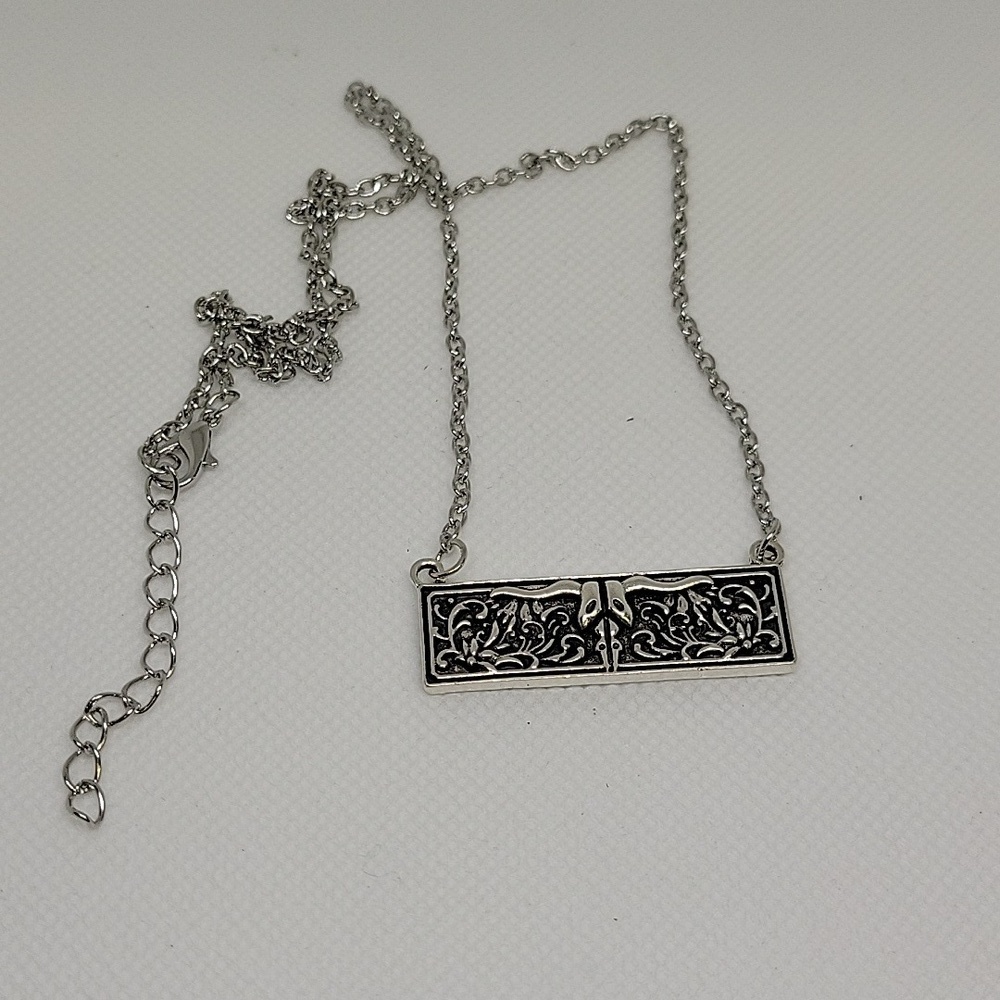 Western Longhorn Silver Tone 18" + 2" Extension Necklace